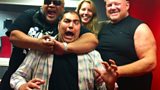 Laura and Martin with wrestlers Rikishi and Vader
