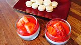 White Chocolate Pannacotta with New Season Strawberries in Candied Limoncello, Lemon Curd Biscuits