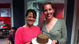 Laura with Jessica and her vanilla and chocolate cake