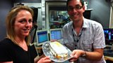 Joe with Liv Byrom and her lemon drizzle cake