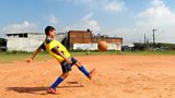 Caique practising before a training a session