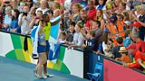 Libby Clegg and Mikail Huggins celebrate winning Gold