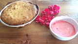 Rhubarb and Pistachio Sponge with Rose Petal Cream