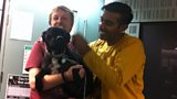 Nihal meets Paul and his staffie 'Bee Bee'