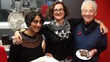 Claire with Linda and Bini and her Pumpkin Masala Chai Cake with a Honey and Clove Frosting