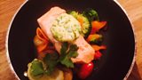 One Pot Salmon with Vegetables, Soy and Ginger Scallion Butter. Accompanied with a Damson Bakewell Traybake.