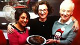 Claire with Linda and Bini and her Spiced Chocolate Seville Orange Marmalade Cake with Fennel, Cassia and Clove