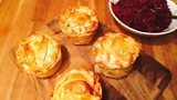 Chicken Fricassee Pot Pies with Shredded Beetroot Pickle