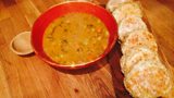 Beef, Lentil and Pea Soup with Leeks & Griddle Scones