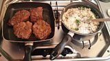 Grilled flat iron with mushroom risotto
