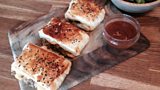 Vegetable puffs with homemade brown sauce