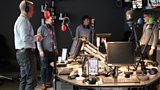 PM team try standing for the show