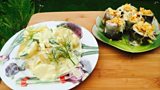 Potted Herrings with Potato, Pickled Cucumber and Egg Salad