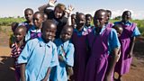 Milton with the children in Patongo, Uganda