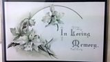 Displayed on the wall:a card from the past