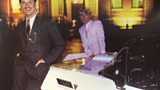 Geoff Deane (left) on the Modern Romance - Adventures in Clubland album cover