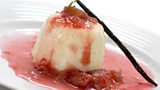 Vanilla Mousse with Spring Rhubarb in its own pink syrup