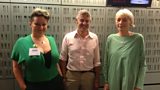 Eliza Carthy (L) and Diane Atkinson (R) with Matthew Parris