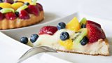 Sponge Flan with Late Summer Berries, Autumn Fruits, Strawberry Jelly & Cream