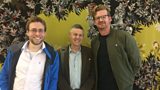 Peter Williams with Mathew Parris and Luke Dormehl after recording Great Lives.