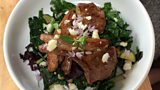 Pan fried lamb cutlets and kale salad by Flora Shedden