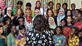 Michelle Obama with Girls from Liberia and Morocco