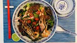 Stir-fried shellfish with samphire