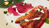 Gravlax with pickled beetroot and horseradish crème fraiche