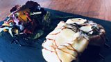Garlic ciabatta with brie and apple