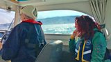 Alexander McCall Smith and Nicola on boat
