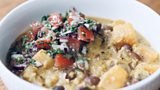 Corn and bean stew with salsa