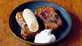 Vegan banana bread with raspberries