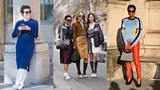 A composite of women wearing fashionable 'street-style' outfits (Getty Images)