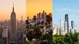 New York, LA and Chicago skylines side by side (Credit: Getty Images)