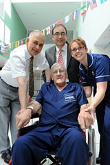 Patient William Edwards in new pyjamas