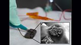Self-healing electrically conductive composite. Insert shows microparticle with nano-spikes on surface