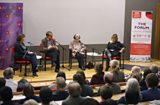 The Forum panel in front of the audience at the Sheikh Zayed Theatre at the LSE