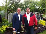 Darren Hawkes, the designer of the SeeAbility garden with Martin