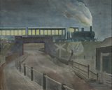 Train Going over a Bridge at Night, 1935