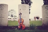 Richard Spencer Howard's grave and violin