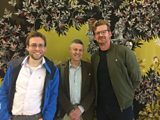 Peter Williams with Mathew Parris and Luke Dormehl after recording Great Lives.