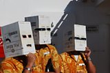 Crew of a ship in the South Pacific using novel eye protection
