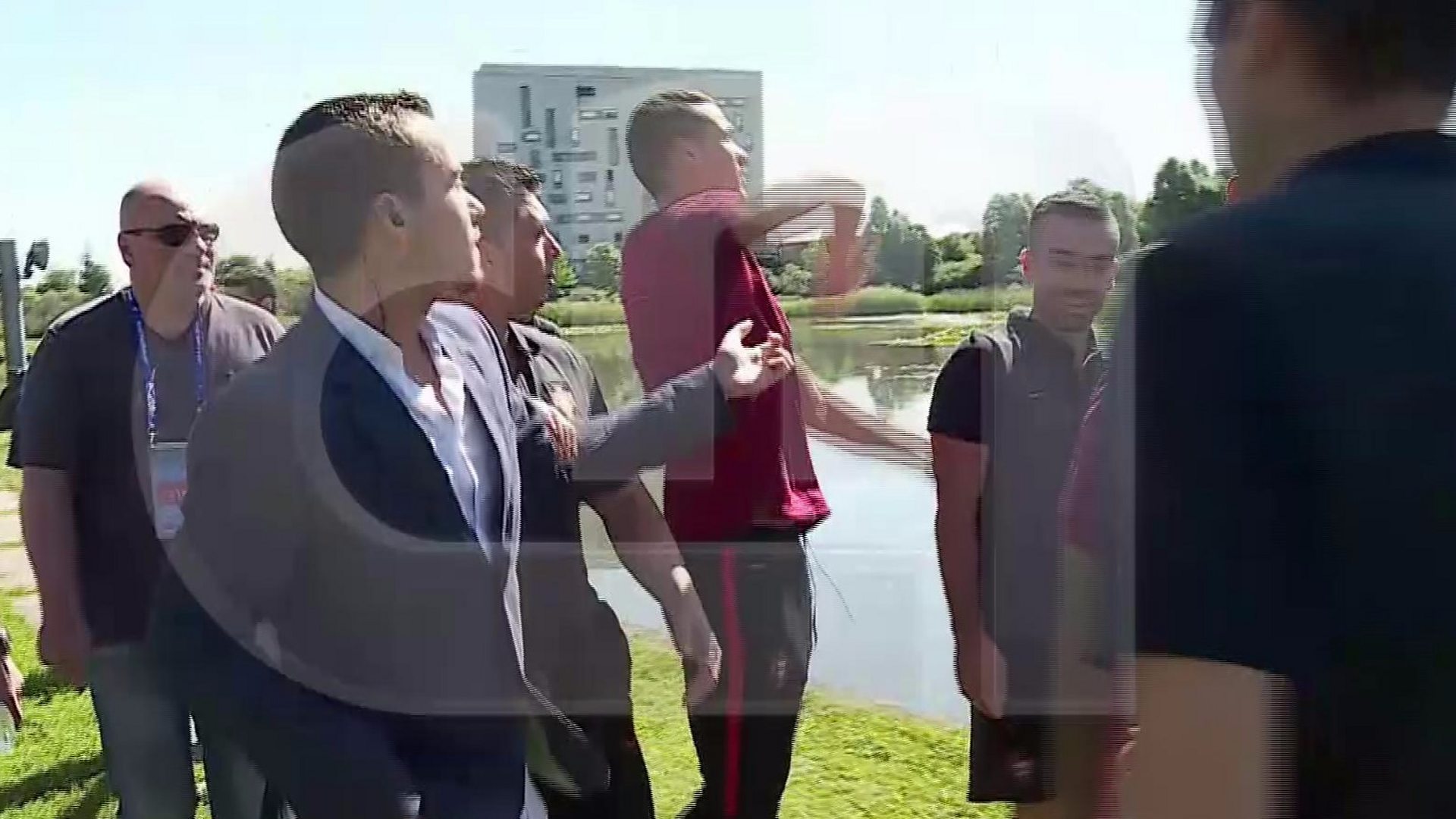 Ronaldo splashes water on TV reporter 