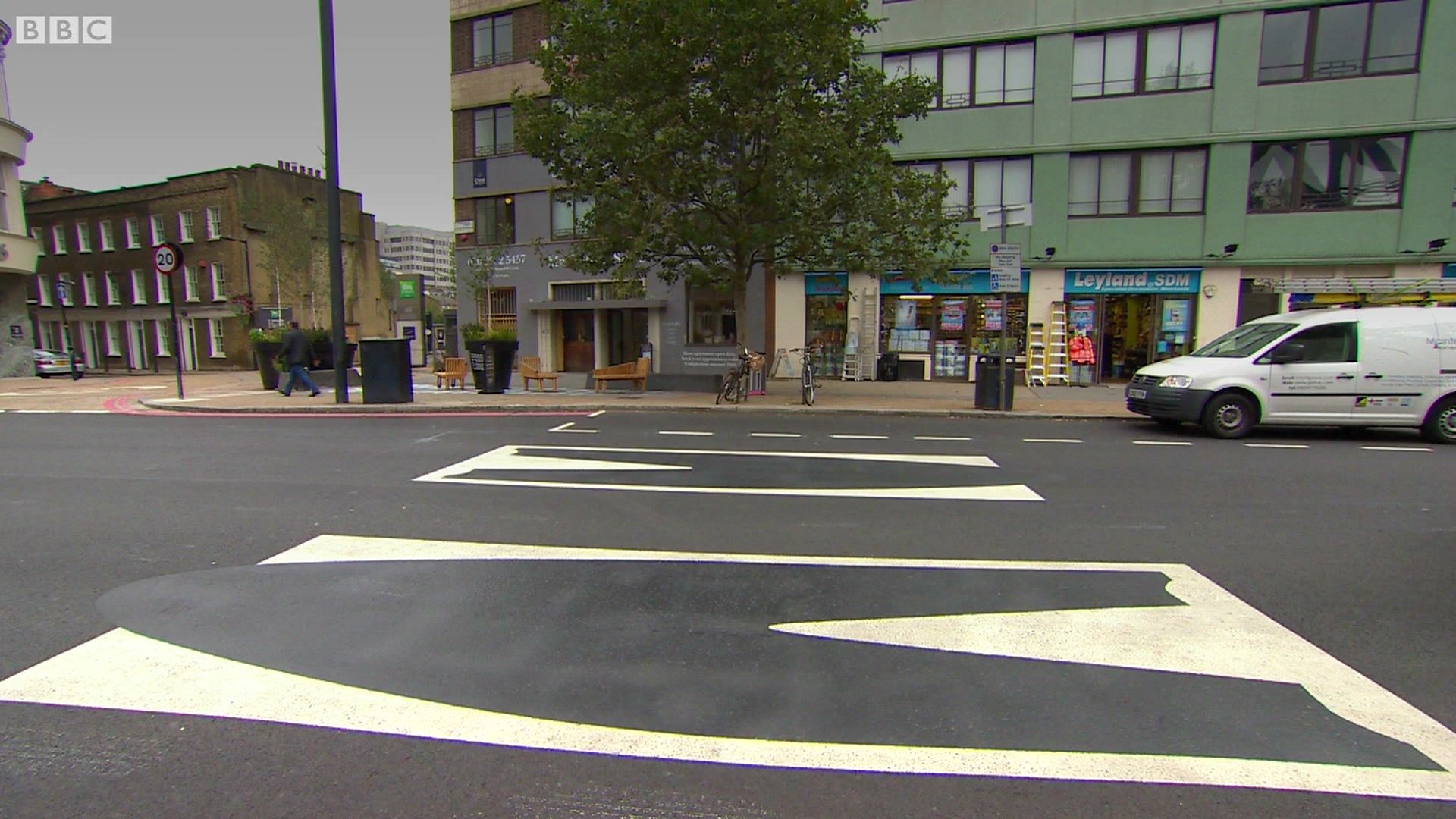 London's optical illusion speed bumps