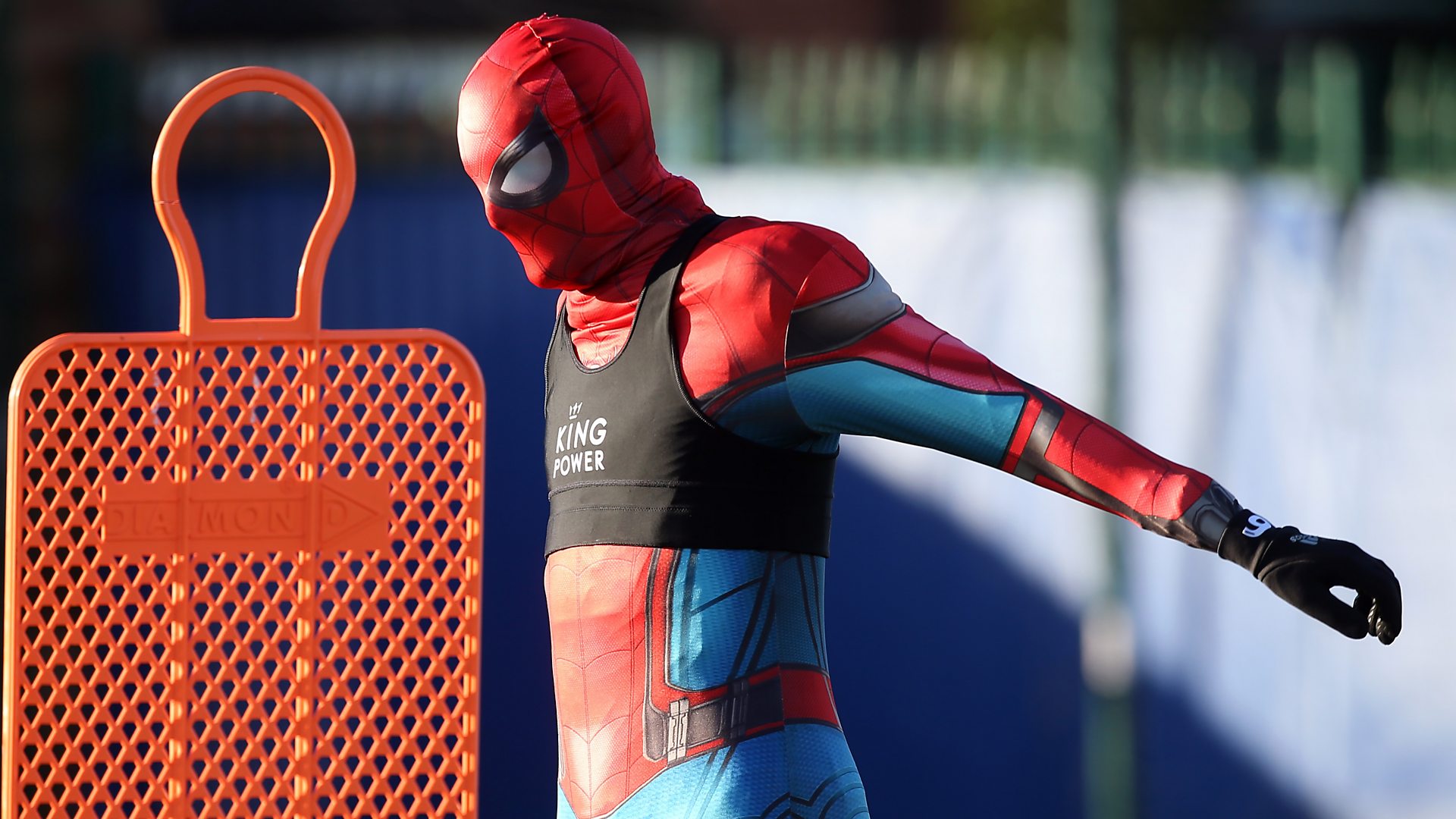 Leicester City: Jamie Vardy dresses as Spiderman at training - BBC Sport