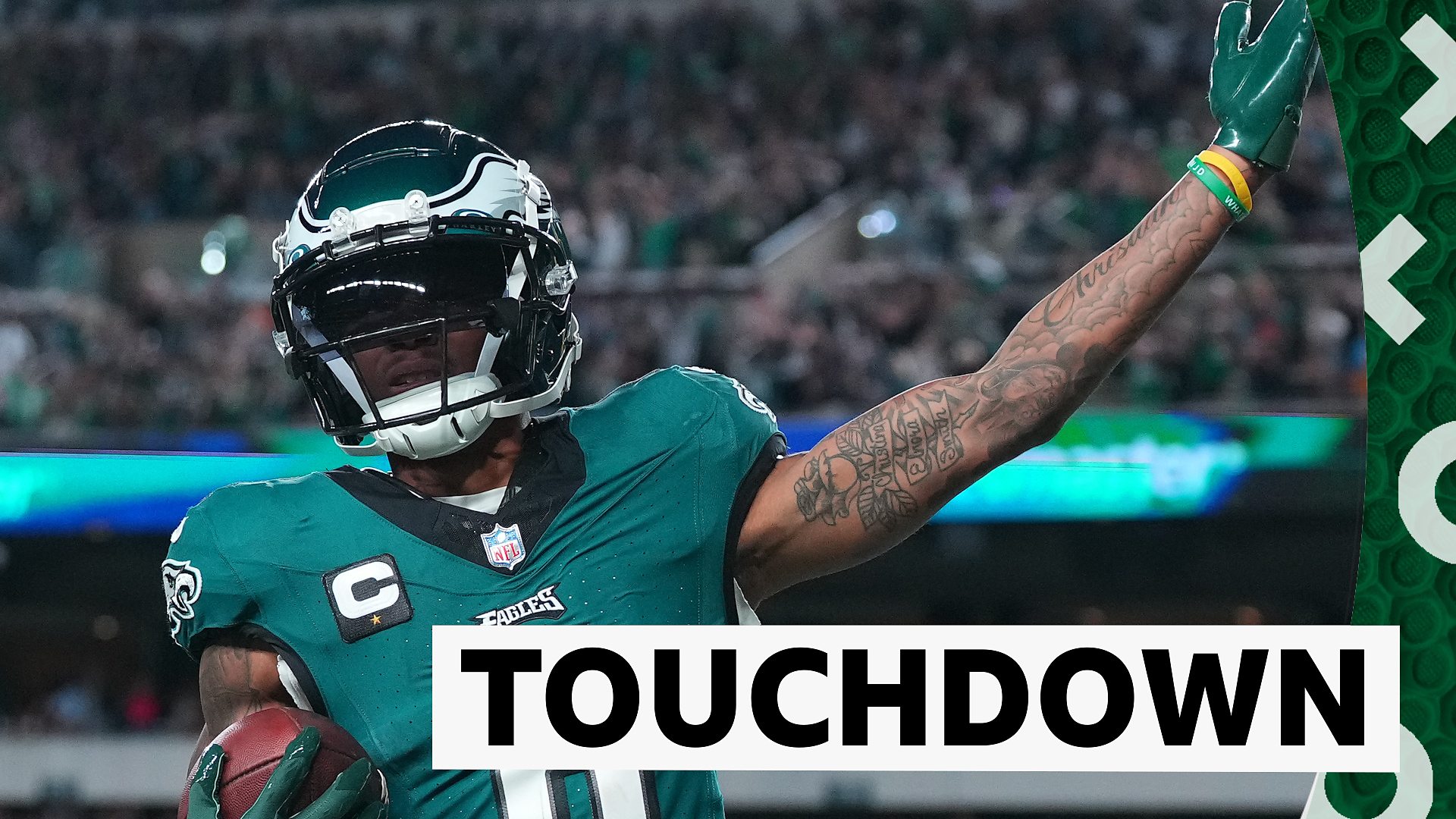 Can't-Miss Play: Philadelphia Eagles quarterback Jalen Hurts hits Eagles  wide receiver Devonta Smith in stride on a 63-yard bomb for a touchdown