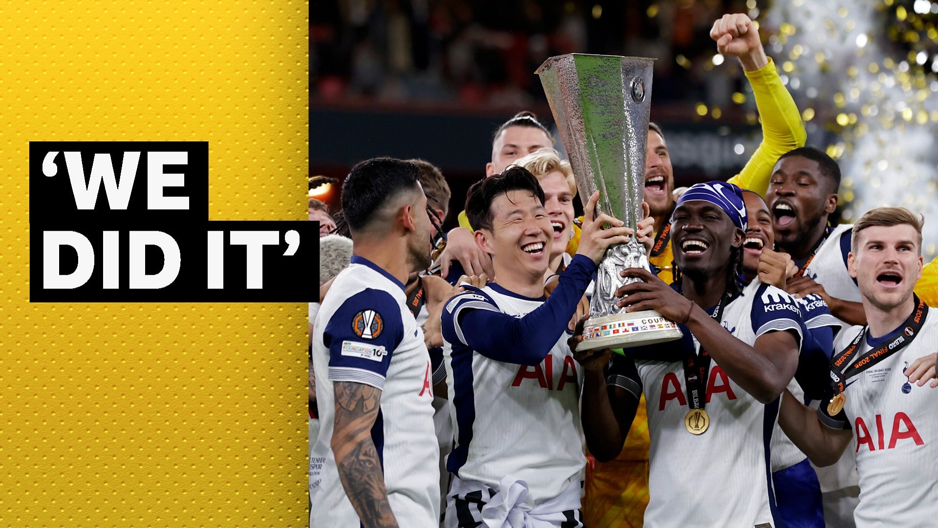 Tottenham players react to winning the Europa League BBC Sport