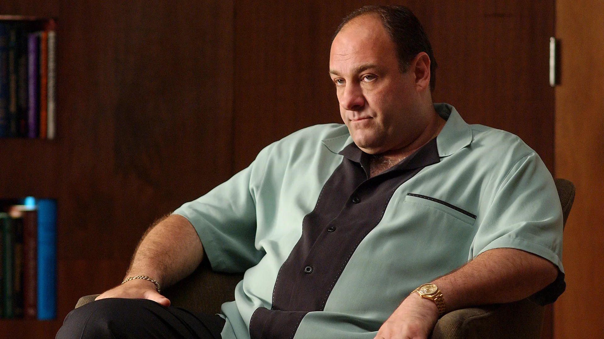 James Gandolfini as Tony Soprano in a tense scene from Members Only