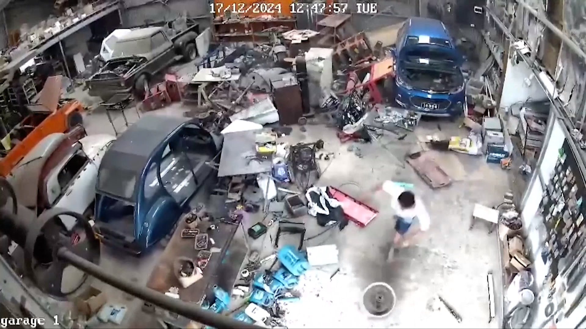 Watch: Garage CCTV shows moment earthquake hits Vanuatu