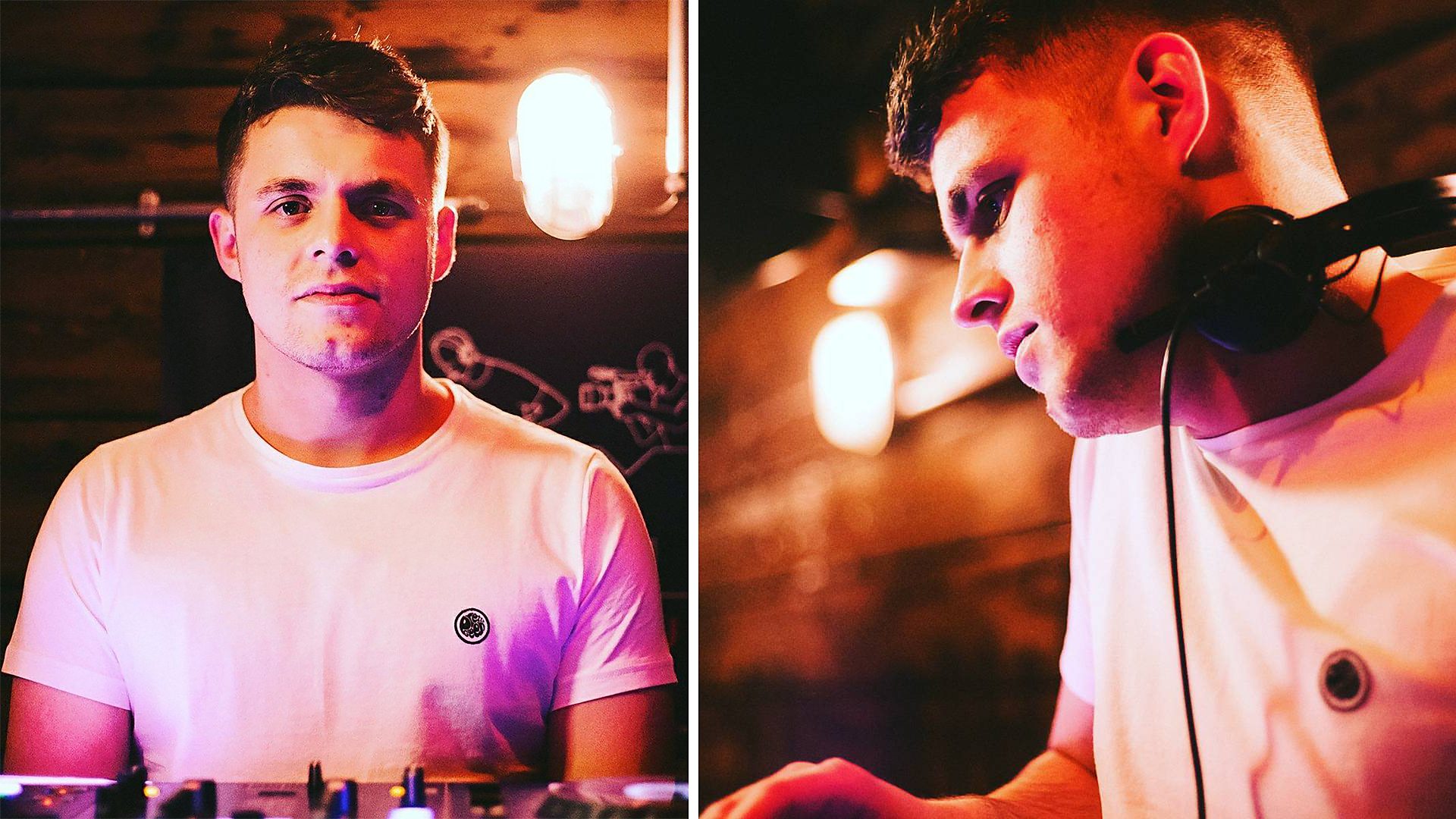 A composite image of Sam Thompson DJing